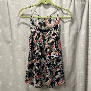 Rebecca Taylor floral spaghetti strap racerback tank sz 6